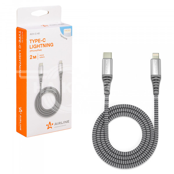 Кабель Type-C - Lightning (Iphone/IPad) поддержка PD 2м, серый нейлоновый