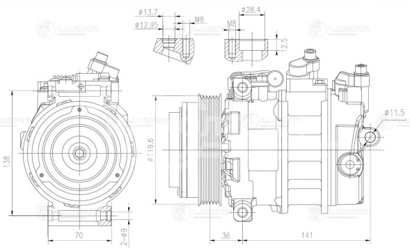 Компрессор кондиционера для автомобилей C (W202) (93-)/E (W210) (95-)/Sprinter (95-)