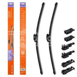 Щетки стеклоочистителя 550/550мм (22&quot;/22&quot;) бескаркасные для а/м Mercedes-Benz C-Class (03-07, 13-), Audi A4 (01-08), A6 (01-11), 2 шт. 4 типа адптр