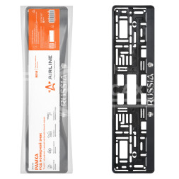 Рамка под  номерной знак &quot;Russia&quot;, рельефная, с нижней запорной планкой, черная