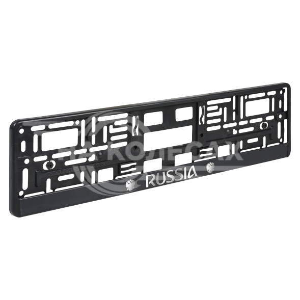 Рамка под  номерной знак &quot;Russia&quot;, рельефная, с нижней запорной планкой, черная