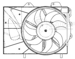 Электровентилятор охлаждения для автомобилей Peugeot 207 (06-)/Citroen C3 (02-)/C3 Picasso (08-) A/C+ (с кожухом)