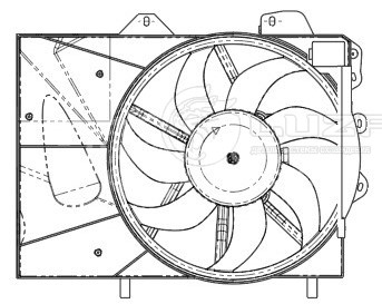 Электровентилятор охлаждения для автомобилей Peugeot 207 (06-)/Citroen C3 (02-)/C3 Picasso (08-) A/C+ (с кожухом)