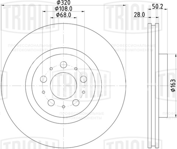 Диск тормозной передний для автомобилей Volvo XC70 (00-) d=320 R17