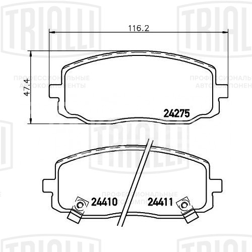 Колодки тормозные дисковые передние для автомобилей Kia Picanto (04-) / Hyundai i10 (04-)