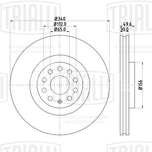 Диск тормозной передний для автомобилей Skoda Octavia A7 (13-)/Volkswagen Golf VII (12-) d=340 окрашенный