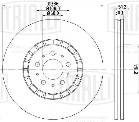 Диск тормозной передний для автомобилей Volvo XC 90 (02-) d=336