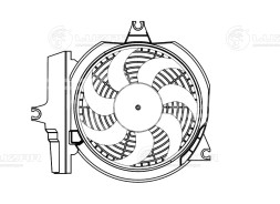 Электровентилятор кондиционера для автомобилей Hyundai Santa Fe (00-) (с кожухом)