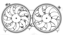 Электровентилятор охлаждения для автомобилей Nissan Murano II (Z52) (14-) 3.5i (2 вент.) (с кожухом)