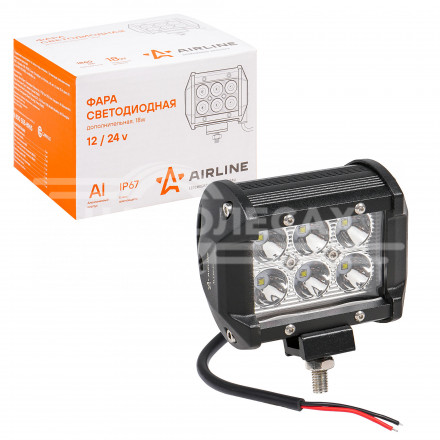 Фара (балка) светодиодная двухрядная 6LED, направленный свет, 18Вт, 98х78х65мм, 12/24В
