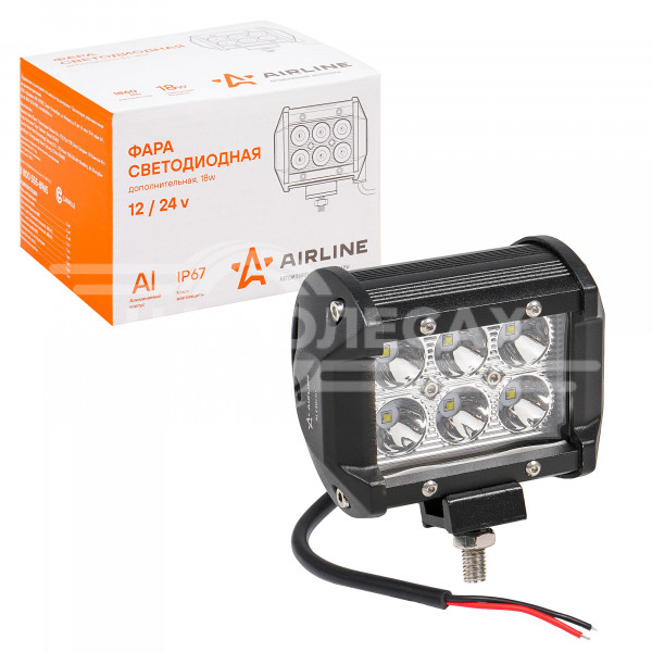 Фара (балка) светодиодная двухрядная 6LED, направленный свет, 18Вт, 98х78х65мм, 12/24В