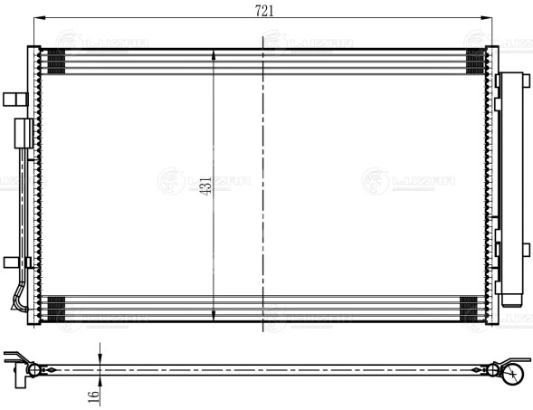 Радиатор кондиц. для автомобилей Hyundai Santa Fe (18-) (выпуск с 2020г.)/Kia Sorento (20-) 2.5i