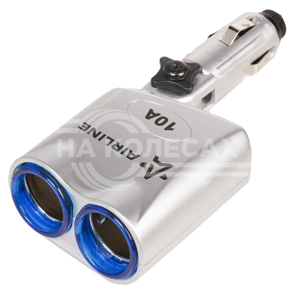 Разветвитель прикуривателя 2 гнезда 10А, с гнездом для прикуривателя