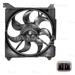 Электровентилятор охлаждения для автомобилей Hyundai Santa Fe (00-) (с кожухом)