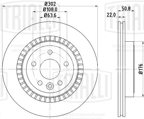 Диск тормозной задний для автомобилей Volvo XC 60 (08-) d=302