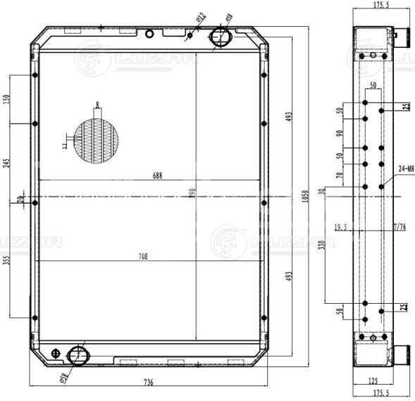 Радиатор охлаждения алюм. для автомобилей КАМАЗ 6520 (Heavy Duty) (повышенная теплоотдача, сердцевина 76мм)