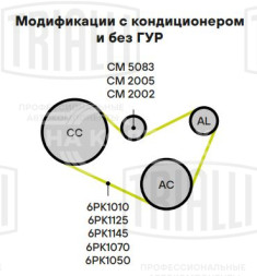 Ролик приводного ремня для автомобилей Peugeot 307 (00-) 1.4i/1.6i с электро-гидравлическим усилителем руля (с натяжным механизмом) d=65