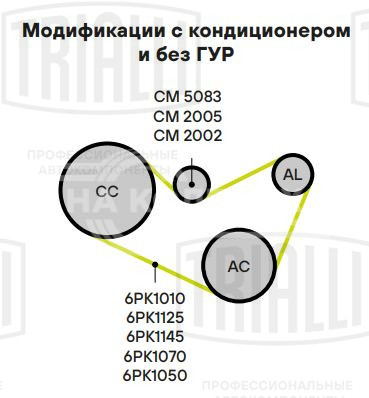 Ролик приводного ремня для автомобилей Peugeot 307 (00-) 1.4i/1.6i с электро-гидравлическим усилителем руля (с натяжным механизмом) d=65