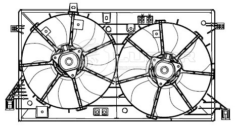 Электровентилятор охлаждения для автомобилей Mazda 3 (BL) 1.6i (09-) (2 вент.) (с кожухом)
