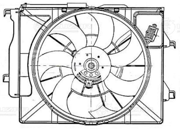 Электровентилятор охлаждения для автомобилей Hyundai Solaris II (17-)/KIA Rio IV (17-) (с кожухом и резистором)