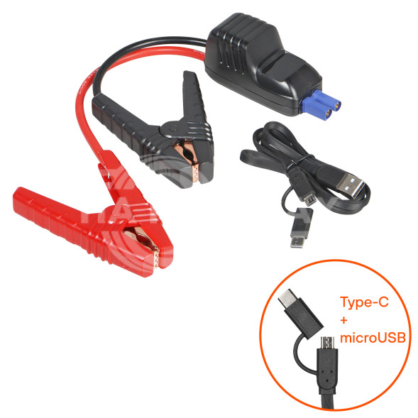 Аккумулятор пусковой (Booster) 7200мАч, 400А, 14.8V, умные провода, пуск ДВС 2.4d