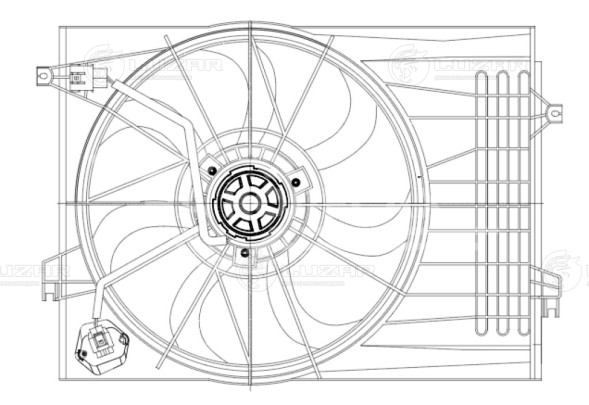 Электровентилятор охлаждения для автомобилей Hyundai Sportage II (04-)/Tucson (04-) 2.7i (с кожухом и резистором) (тип Doowon)