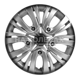 Колпаки колесные 15" "Лион +", серебристо-черный, карбон, компл. 2 шт.