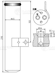 Ресивер-осушитель конденсора для автомобилей Лада 2190 Гранта (10-)/2170-72 Приора (07-) (тип Halla) (LCR 0127)