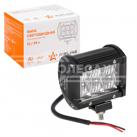 Фара (балка) светодиодная двухрядная 6LED, рассеяный свет (5D линза), 18Вт, 98х78х65мм, 12/24В