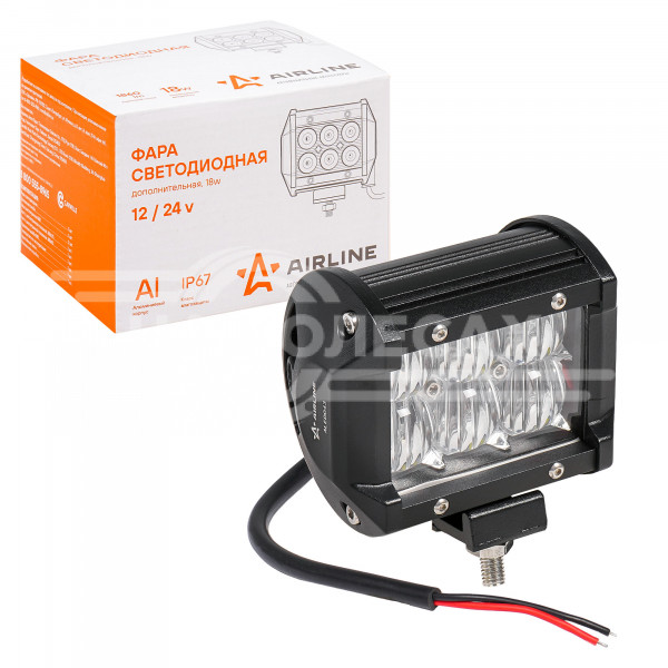 Фара (балка) светодиодная двухрядная 6LED, рассеяный свет (5D линза), 18Вт, 98х78х65мм, 12/24В