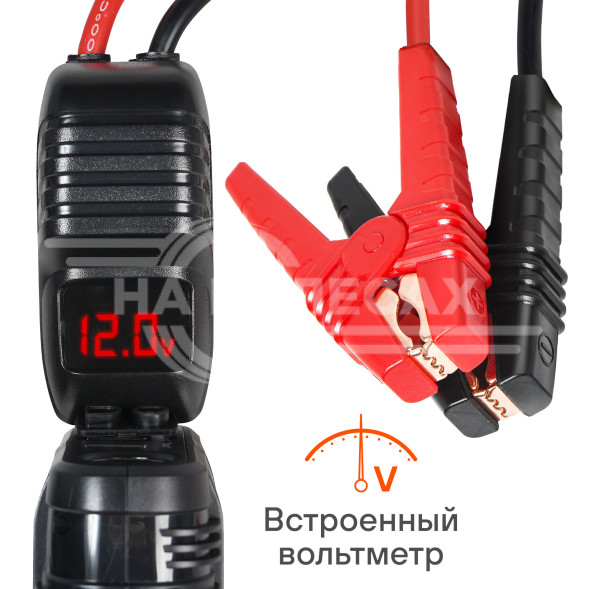 Аккумулятор пусковой (Booster) 12000мАч, 750А, 14.8V, умные провода, пуск ДВС 3.0d, кейс