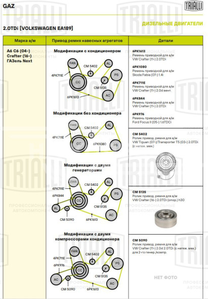 Ролик приводного ремня для автомобилей VW Tiguan (07-)/Transporter T5 (03-) 2.0TDi с натяжным механизмом