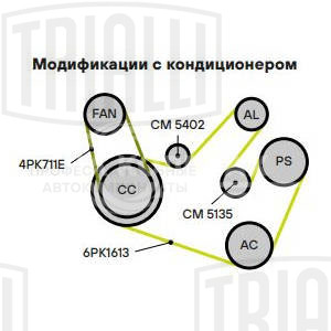 Ролик приводного ремня для автомобилей VW Tiguan (07-)/Transporter T5 (03-) 2.0TDi с натяжным механизмом