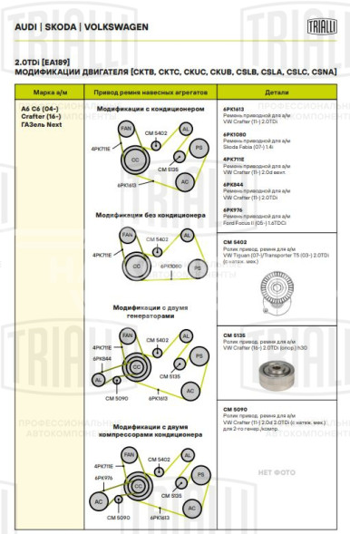 Ролик приводного ремня для автомобилей VW Tiguan (07-)/Transporter T5 (03-) 2.0TDi с натяжным механизмом