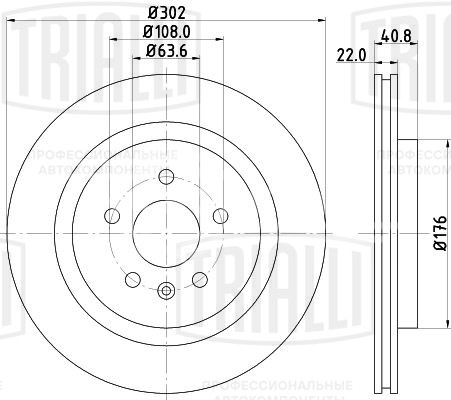 Диск тормозной задний для автомобилей Volvo XC 70 (07-) d=302