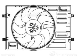 Электровентилятор охлаждения для автомобилей Skoda Octavia A7 (13-)/VW Tiguan II (16-) 1.8T/2.0T (с кожухом)