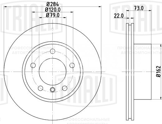 Диск тормозной передний для автомобилей BMW 1 (F20/F21) (11-) / 2 (F22) (13-)/ 1 (E81/87) (04-) d=284 окрашенный