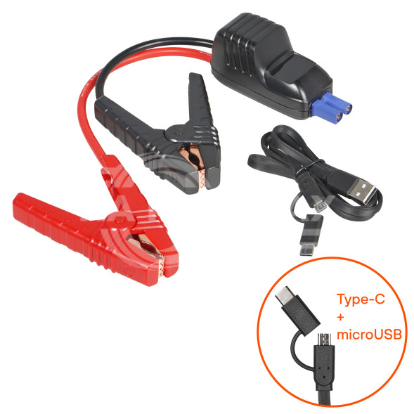 Аккумулятор пусковой (Booster) 16000мАч, 1000А, 14.8V, умные провода, пуск ДВС 5.0d, кейс