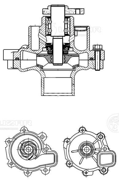 Насос водяной для автомобилей Mazda CX-5 (12-)/3 (13-) 2.0i Sky-Active (с корпусом)