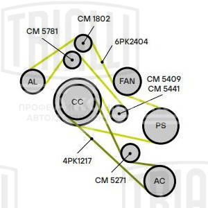 Ролик приводного ремня для автомобилей Audi A6 (97-) 2.5d (только ролик натяжителя)