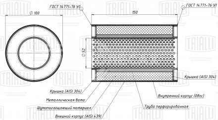 Пламегаситель универсальный 100/150-50 (нержавеющая сталь)