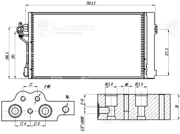 Радиатор кондиционера для автомобилей Mercedes-Benz Vito/Viano (03-) (выпуск 2007-) (LRAC 1507)