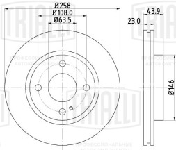 Диск тормозной для автомобилей Ford Fiesta VI (08-) передний d=258 окрашенный