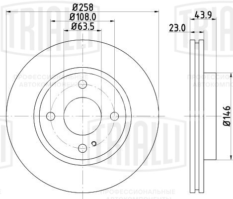 Диск тормозной для автомобилей Ford Fiesta VI (08-) передний d=258 окрашенный