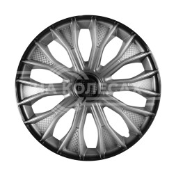 Колпаки колесные 15&quot; &quot;Волтек +&quot;, серебристо-черный, карбон, компл. 2 шт.
