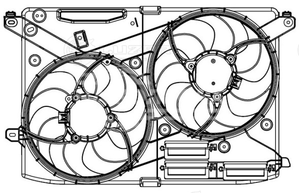 Электровентилятор охлаждения для автомобилей Ford Mondeo V (15-) (2 вент.) (с кожухом)