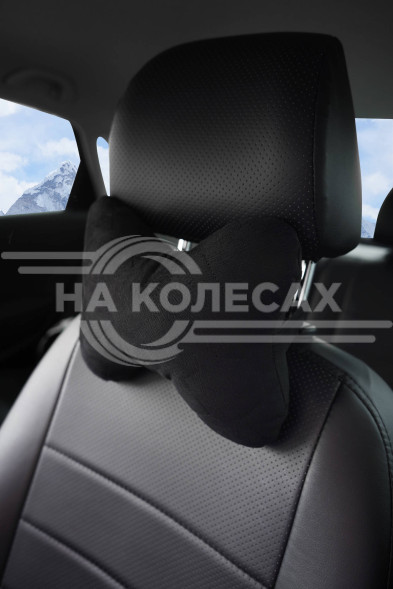 Подушка-косточка на подгол.&quot;Алькантара&quot;, ткань, 1 шт., черная