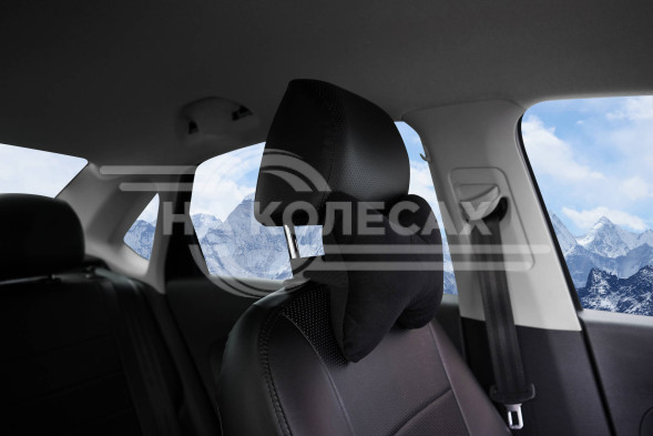 Подушка-косточка на подгол.&quot;Алькантара&quot;, ткань, 1 шт., черная