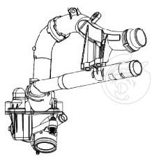 Термостат для автомобилей C (W205) (14-) [M274] (с корпусом и доп. патрубком; изогнутые трубки)