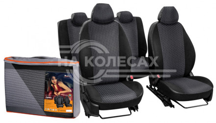 Чехлы для Renault Sandero/STEPWAY (13-)&quot;Лима&quot;, 12 пред., задн.спин. 1/3, жаккард-кожзам, черн.